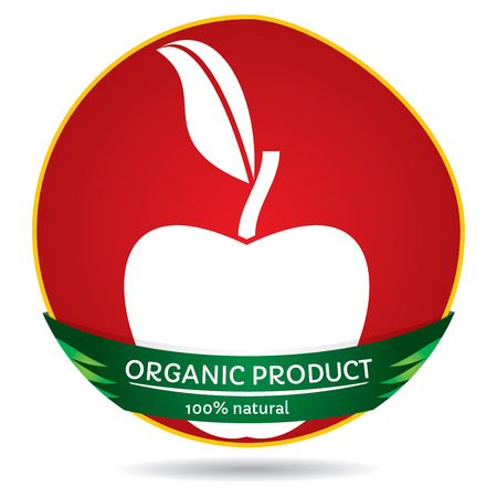 Organic plants, agricultural concept, apple label illustrationのイラスト素材