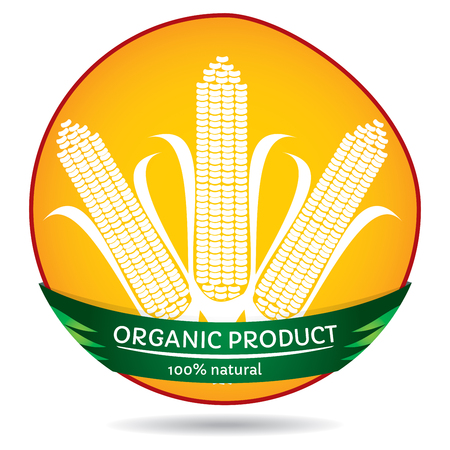Organic plants, agricultural concept, maize label illustrationのイラスト素材
