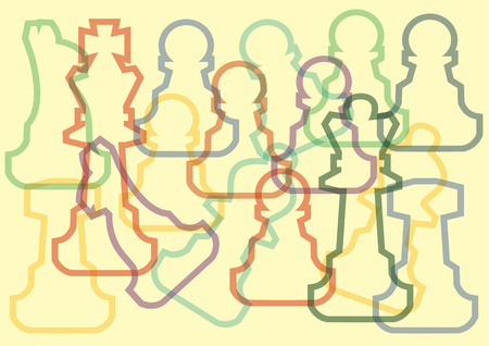 Different color chess piece, abstract illustrationのイラスト素材