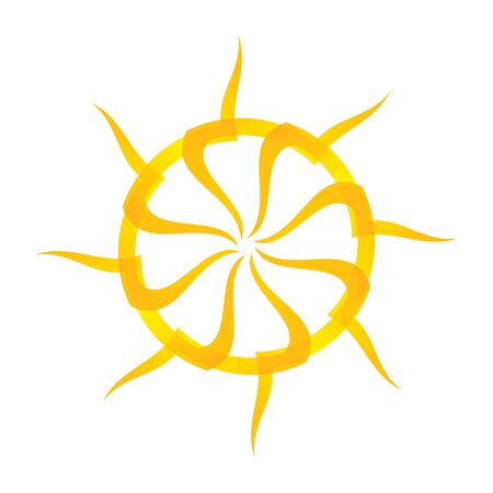 Artistic orange sun illustration with white backgroundのイラスト素材