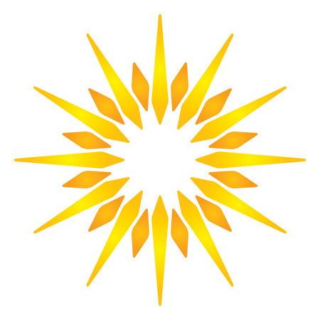 Artistic orange sun illustration with white backgroundのイラスト素材