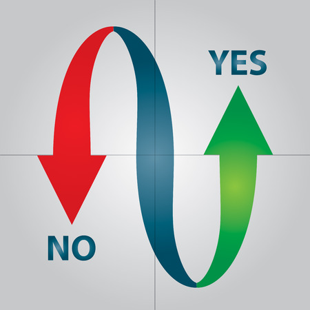 Communication concept with Yes and No arrowsのイラスト素材