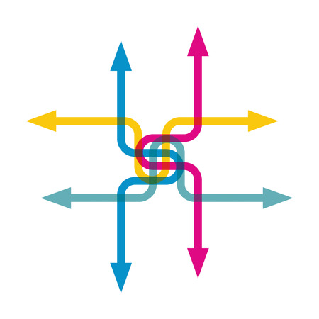 Color arrows pointing in different directionsのイラスト素材