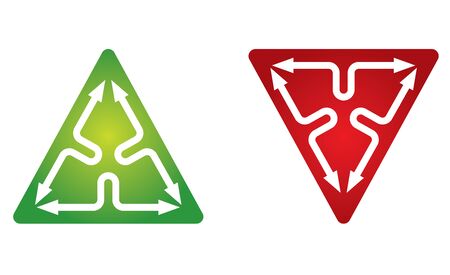 Communication concept, icon template with color triangle and arrows