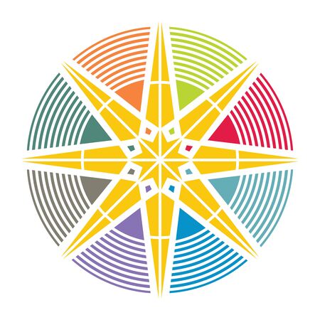 Artistic colorful sun illustration with white backgroundのイラスト素材