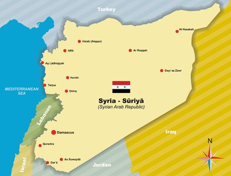 Syria. Vector map of Syrian Arab Republicのイラスト素材