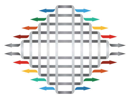 Communication concept, template with color arrows. Abstract illustrationのイラスト素材