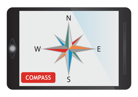 Digital compass, illustration with symbol on tablet screenのイラスト素材