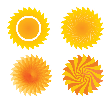 Artistic orange sun illustration with white backgroundのイラスト素材