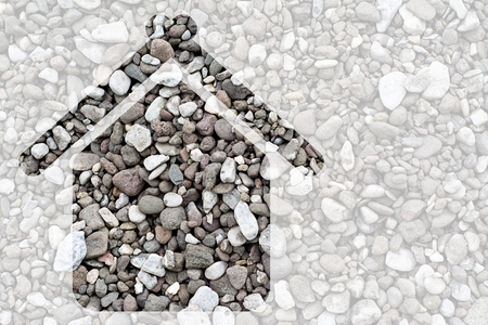 Gravel texture with house illustration, concept for construction indistryの写真素材