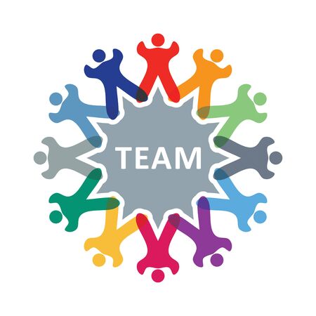 Team, communication concept with text and color figuresのイラスト素材