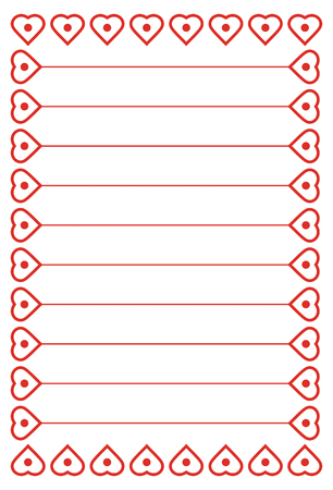 A page of notepad. Frame with heart pattern for Valentine's Dayのイラスト素材