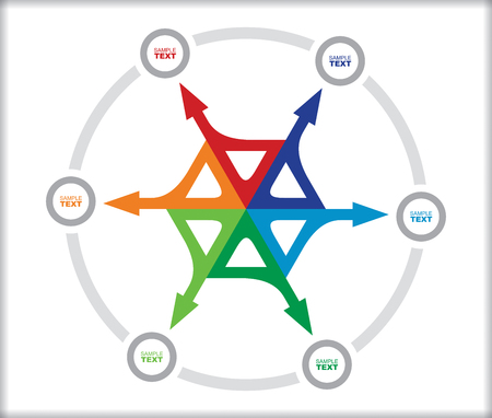 Vector flow chart template with color arrowsのイラスト素材