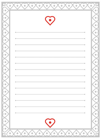 A page of notepad. Frame with heart pattern for Valentine's Dayのイラスト素材