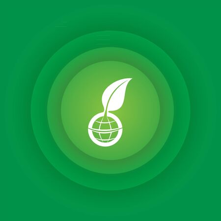 Ecology icon, globe and leaf on abstract backgroundのイラスト素材
