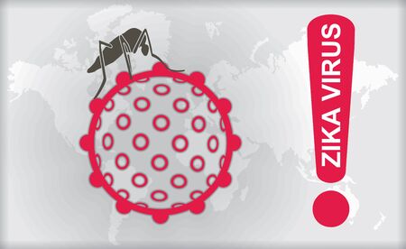Zika Virus with Alert. Abstract medical illustration.のイラスト素材