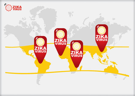 ZIKA Virus, countries or areas at risk. Abstract medical illustration.のイラスト素材