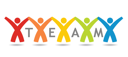 Team - communication concept with text and color figuresのイラスト素材
