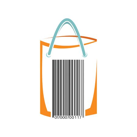 Business concept, Shopping bag icon with code bareのイラスト素材