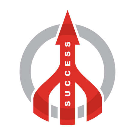 Sign off success. Red arrows with grey circleのイラスト素材