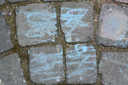 Paving stone with color hand drawing decorationの写真素材
