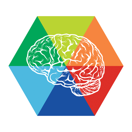 Innovative idea - template with abstract human brain illustrationのイラスト素材
