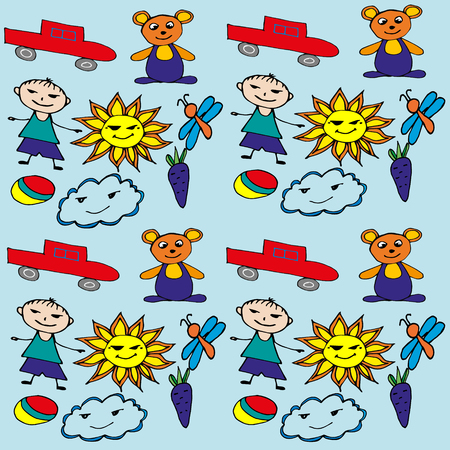 baby items background for boyのイラスト素材