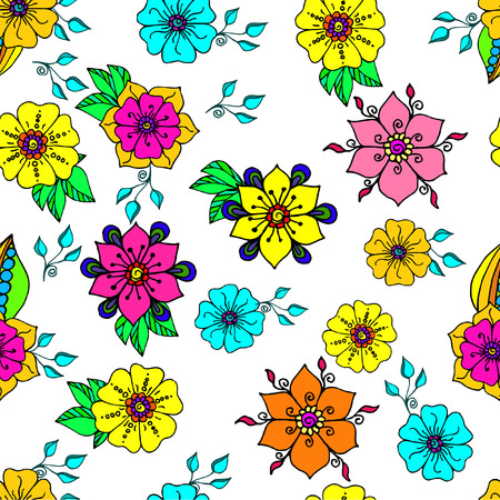 Colorful floral background on whiteの写真素材