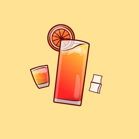 Orange ice cocktail illustration with tropical orange color flavorのイラスト素材