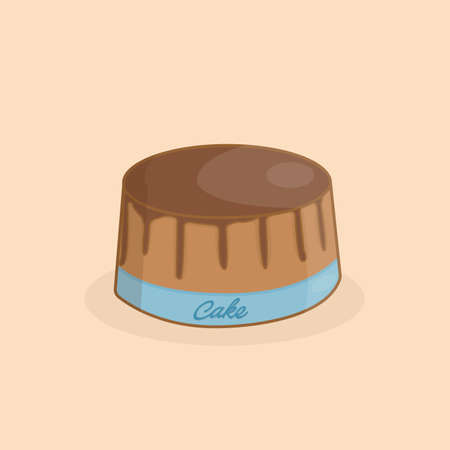 Illustration of appetizing chocolate cake in minimalismのイラスト素材