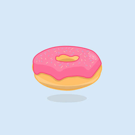 Illustration of an appetizing donut with strawberry pink icingのイラスト素材