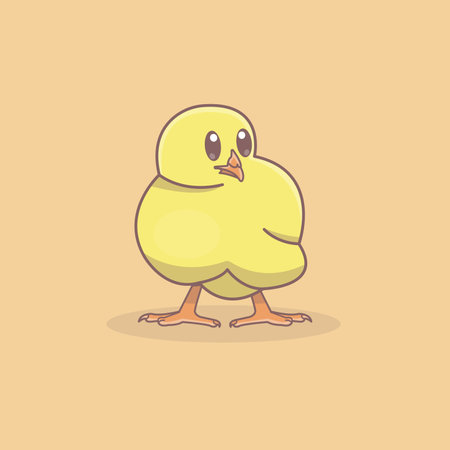 Illustration of a cute yellow chicken with little legsのイラスト素材