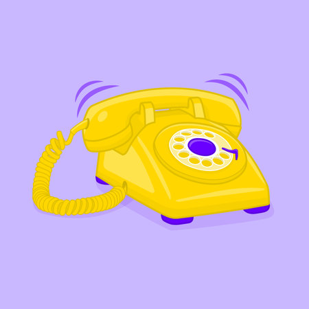 Classic vector illustration of yellow phone with handset and wireのイラスト素材
