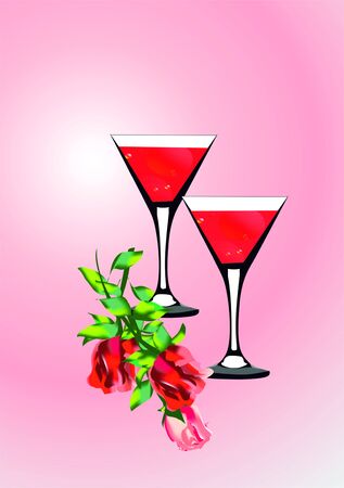 glasses and rosesのイラスト素材