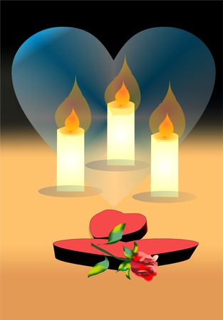 candles and heartsのイラスト素材