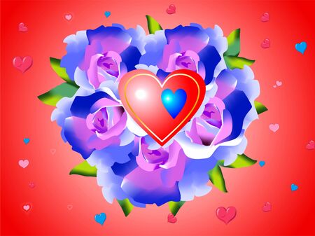 hearts and rosesのイラスト素材