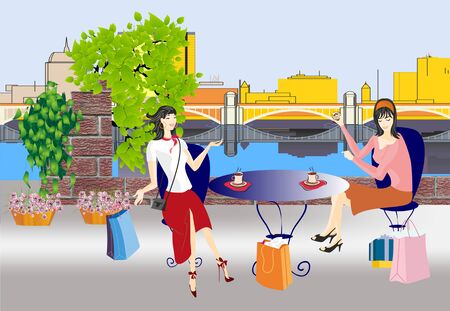 rest after shoppingのイラスト素材