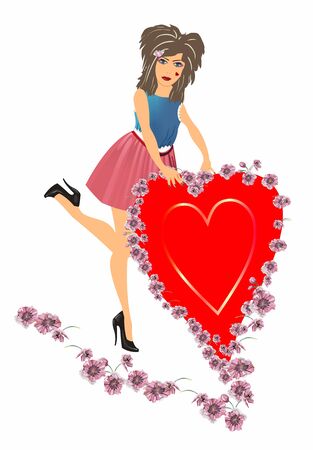 a woman with a heartのイラスト素材