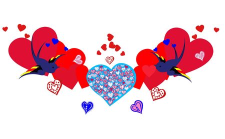 heart and birdsのイラスト素材