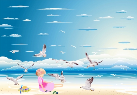 by the seaのイラスト素材