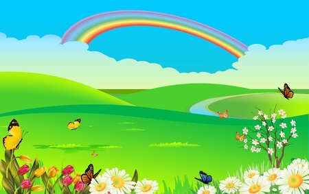 spring landscapeのイラスト素材