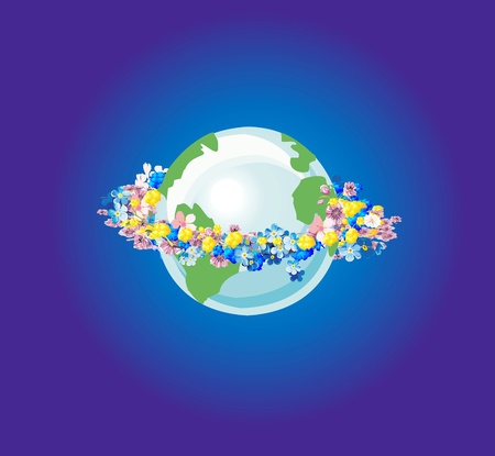  in the eighty flowers around the Earthのイラスト素材