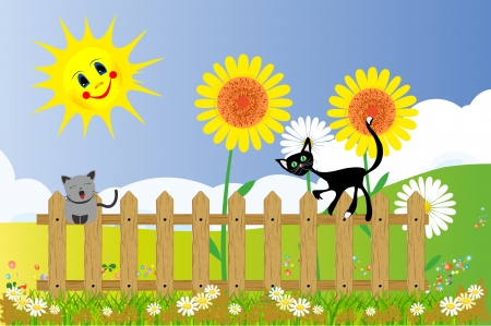 spring and catsのイラスト素材