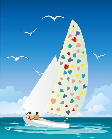 Couple on a sailboatのイラスト素材