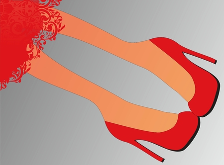 legs in red high heels,のイラスト素材