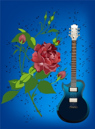 guitar and rose,のイラスト素材