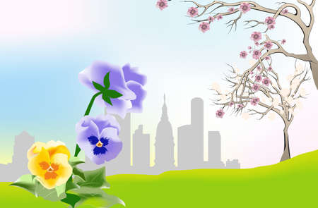 Spring in the city,のイラスト素材