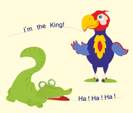 parrot and a crocodile,のイラスト素材