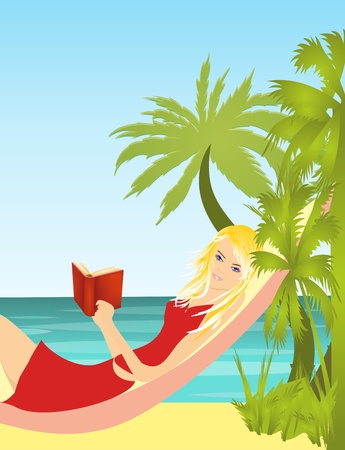 Girl with a bookのイラスト素材