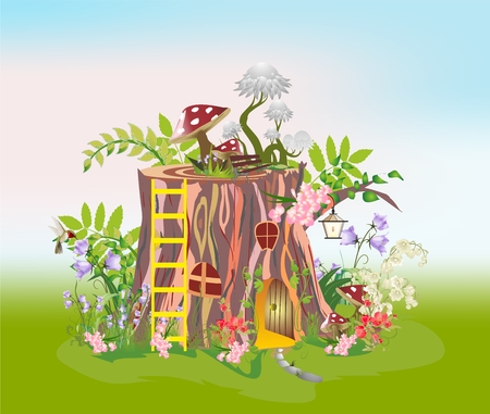 House in the trunk of a tree trunkのイラスト素材